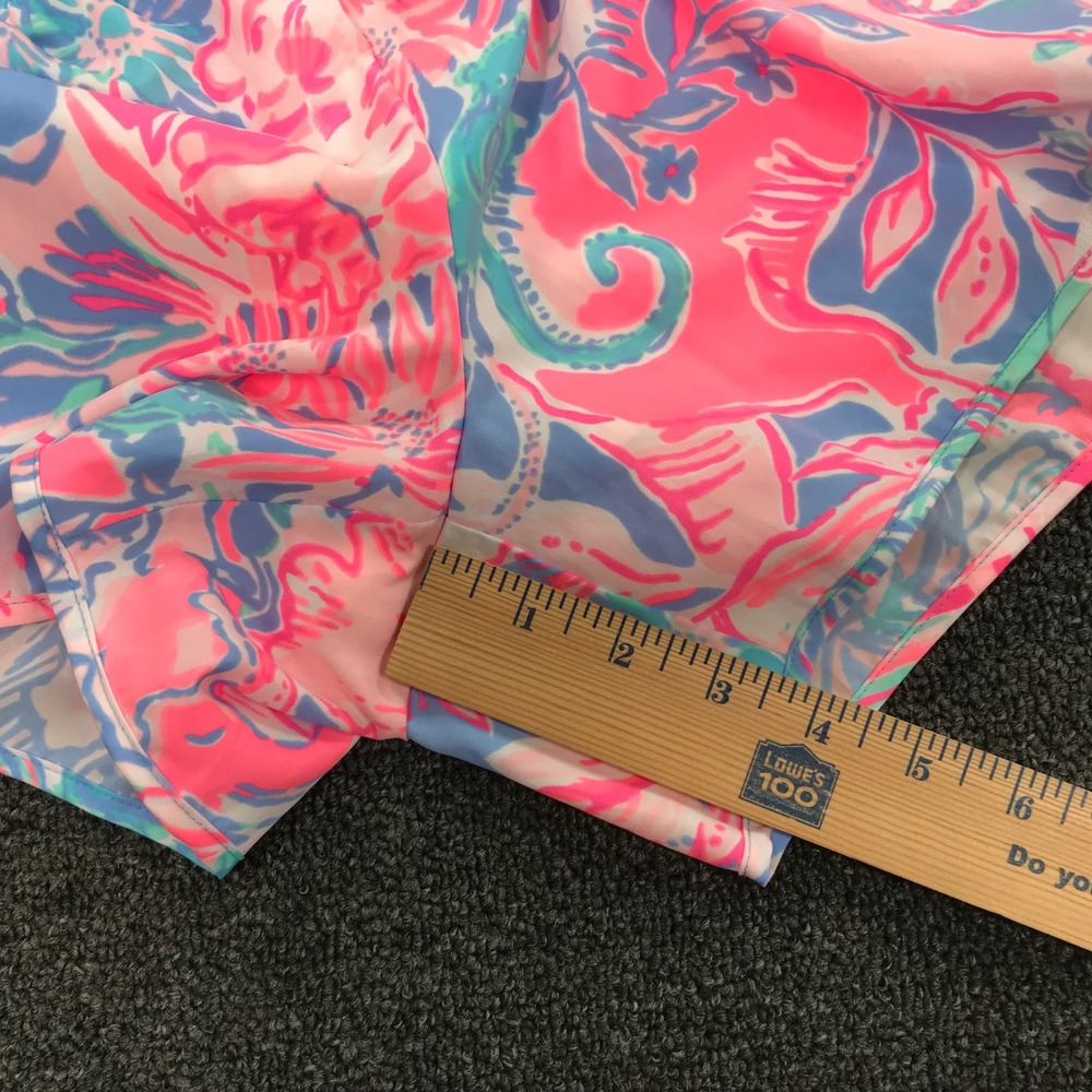 Lilly Pulitzer Luxletic Ocean Trail Shorts Pink Blue Floral Athletic Medium - Picture 7 of 7
